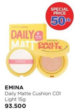 Promo Harga Emina Daily Matte Cushion C01 Light  - Watsons