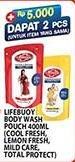 Promo Harga LIFEBUOY Body Wash Cool Fresh, Lemon Fresh, Mild Care, Total 10 400 ml - Hypermart