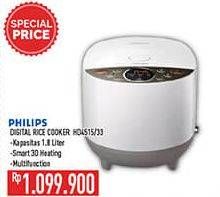 Promo Harga Philips HD4515 Fuzzy Logic Rice Cooker 33  - Hypermart