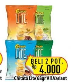 Promo Harga Chitato Lite Snack Potato Chips All Variants 68 gr - Hypermart