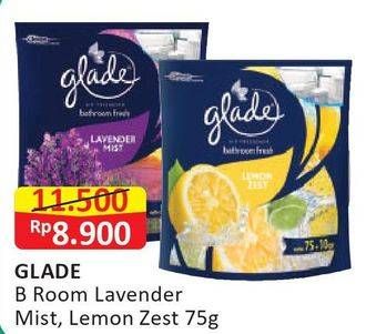 Promo Harga GLADE Bathroom Lavender Mist, Lemon Zest 85 gr - Alfamart