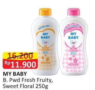 Promo Harga MY BABY Baby Powder Fresh Fruity, Sweet Floral 250 gr - Alfamart