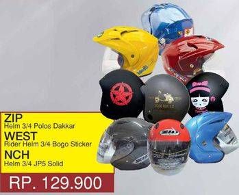 Promo Harga ZIP Helm 3/4 Polos / WEST Rider Helm 3/4 Bogo Sticker / NCH Helm 3/4 JP5 Solid  - Yogya
