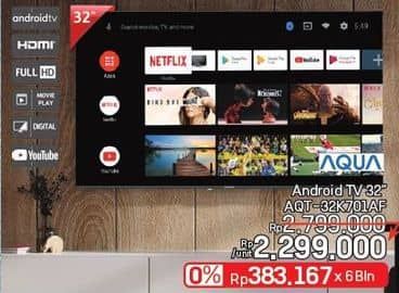 Promo Harga Aqua AQT32K701A | Android TV 32 Inci  - LotteMart