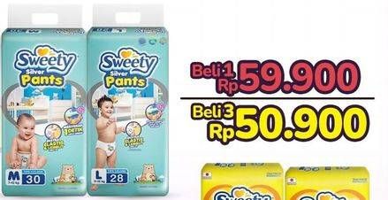 Promo Harga Sweety Silver Pants M30, L28 28 pcs - Indomaret