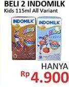 Promo Harga INDOMILK Susu UHT Kids All Variants per 2 pcs 115 ml - Alfamidi