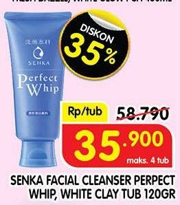 Promo Harga SENKA Facial Cleanser Perfect Whip, White Clay 120 g  - Superindo