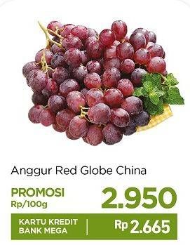 Promo Harga Anggur Red Globe Cina per 100 gr - Carrefour