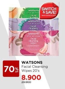 Promo Harga WATSONS Facial Cleansing Wipes 20 pcs - Watsons