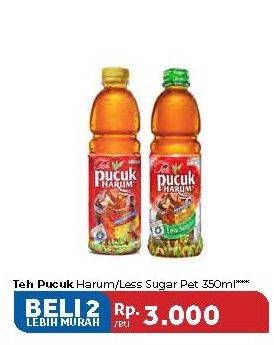 Promo Harga TEH PUCUK HARUM Minuman Teh Original, Less Sugar per 2 botol 350 ml - Carrefour