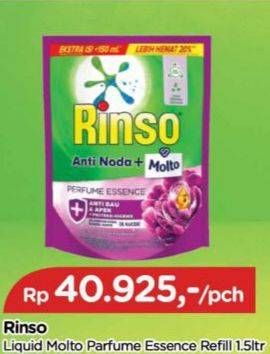 Promo Harga Rinso Liquid Detergent + Molto Purple Perfume Essence 1500 ml - TIP TOP