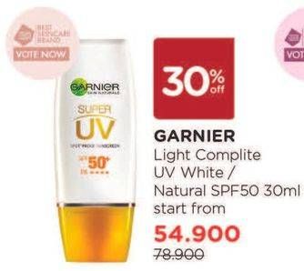 Promo Harga GARNIER Light Complete Super UV SPF 50+ PA+++ Natural Finish 30 ml - Watsons