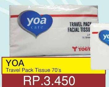 Promo Harga YOA Facial Tissue Travel Pack 70 pcs - Yogya