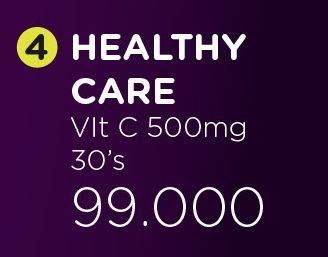 Promo Harga HEALTHY CARE Vitamin C 500mg 30 pcs - Watsons
