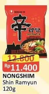 Promo Harga NONGSHIM Noodle Shin Ramyun Shrimp Flavor, Shin Ramyun Spicy Mushroom 120 gr - Alfamart