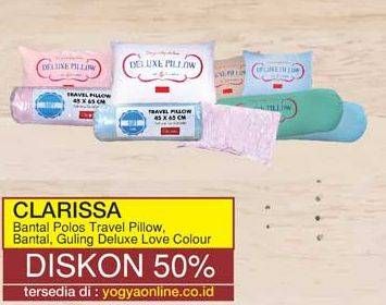 Promo Harga CLARISSA Bantal Polos Travel Pillow/Bantal & Guling Deluxe Love Colour  - Yogya