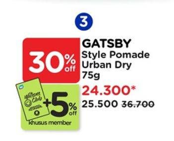 Promo Harga Gatsby Styling Pomade Urban Dry 75 gr - Watsons