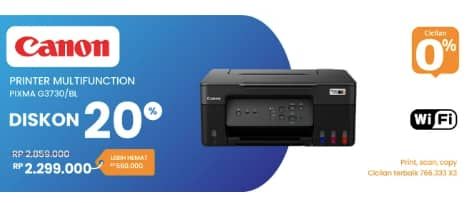 Promo Harga Canon Pixma G3730 Printer 3-in-1  - Electronic City