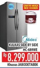 Promo Harga MIDEA HC-689 | Refrigerator Side by Side WE 525 ltr - Hypermart