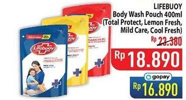 Promo Harga LIFEBUOY Body Wash Total 10, Lemon Fresh, Mild Care, Cool Fresh 400 ml - Hypermart