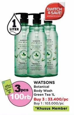 Promo Harga Watsons Botanical Body Wash Green Tea 1000 ml - Watsons