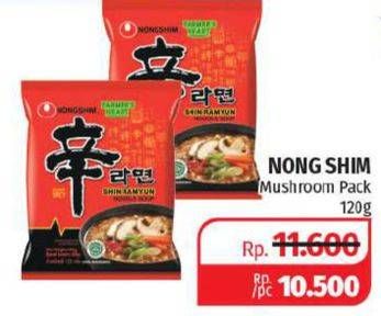 Promo Harga NONGSHIM Noodle Shin Ramyun Spicy Mushroom 120 gr - Lotte Grosir