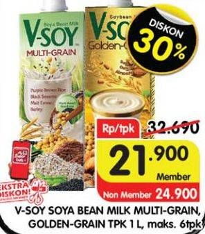 Promo Harga V-soy Soya Bean Milk Golden Grain, Multi Grain 1000 ml - Superindo