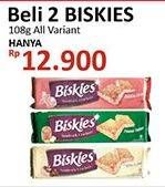 Promo Harga BISKIES Sandwich Biscuit All Variants per 2 pouch 108 gr - Alfamidi