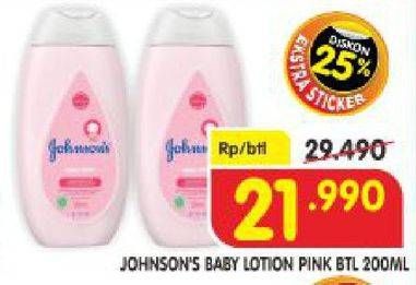 Promo Harga JOHNSONS Baby Lotion Reguler Pink 200 ml - Superindo