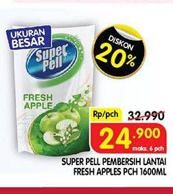 Promo Harga SUPER PELL Pembersih Lantai Fresh Apple 1600 ml - Superindo