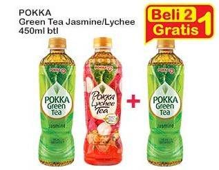 Promo Harga Pokka Minuman Teh Lychee Tea, Jasmine Green Tea 450 ml - Indomaret