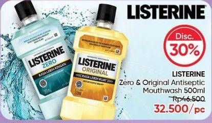 Promo Harga Listerine Mouthwash Antiseptic Zero, Original 500 ml - Guardian