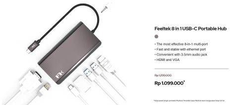 Promo Harga FEELTEK 8 in 1 USB-C Portable Hub  - iBox