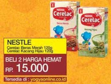 Promo Harga Nestle Cerelac Bubur Bayi Kacang Hijau, Beras Merah 120 gr - Yogya
