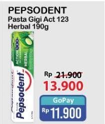 Promo Harga Pepsodent Pasta Gigi Action 123 Herbal 190 gr - Alfamart