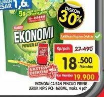 Promo Harga EKONOMI Pencuci Piring Power Liquid Jeruk Nipis 1600 ml - Superindo