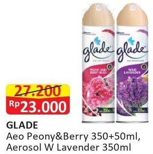 Promo Harga GLADE Aerosol Peony Berry Bliss, Wild Lavender 400 ml - Alfamart