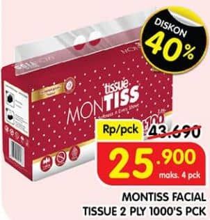 Promo Harga Montiss Facial Tissue 1000 sheet - Superindo