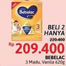 Promo Harga Bebelac 3 Gro Great Vanila, Madu 620 gr - Alfamidi