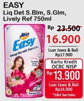 Promo Harga Attack Easy Detergent Liquid Lively Energetic, Sparkling Blooming, Sweet Glamour 750 ml - Alfamart
