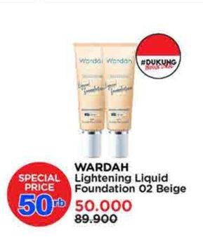 Promo Harga Wardah Lightening Liquid Foundation 02 Beige 25 ml - Watsons