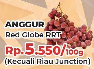 Promo Harga Anggur Red Globe RRT per 100 gr - Yogya