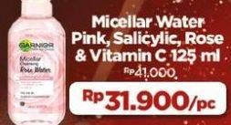 Promo Harga Garnier Micellar Water Pink, Rose, Salicylic BHA, Vitamin C 125 ml - Alfamart