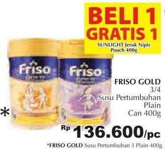 Promo Harga FRISO Gold 3 Susu Pertumbuhan Plain 400 gr - Giant
