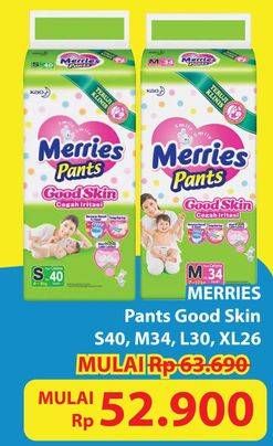 Promo Harga Merries Pants Good Skin L30, M34, S40, XL26 26 pcs - Hypermart