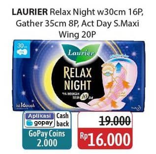 Promo Harga Laurier Relax Night/Laurier Active Day Super Maxi   - Alfamidi