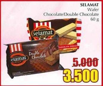 Promo Harga SELAMAT Wafer Chocolate, Double Chocolate 60 gr - Giant