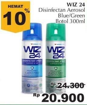 Promo Harga WIZ 24 Disinfectant Spray Surface & Air Clean, Fresh 300 ml - Giant