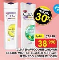 Promo Harga Clear Shampoo Ice Cool Menthol, Complete Soft Care, Lemon Fresh 300 ml - Superindo