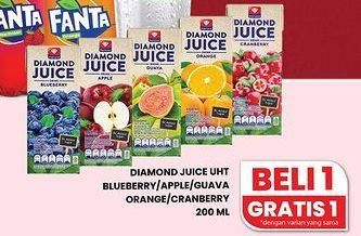 Promo Harga Diamond Juice Blueberry, Apple, Guava, Orange, Cranberry 200 ml - Carrefour